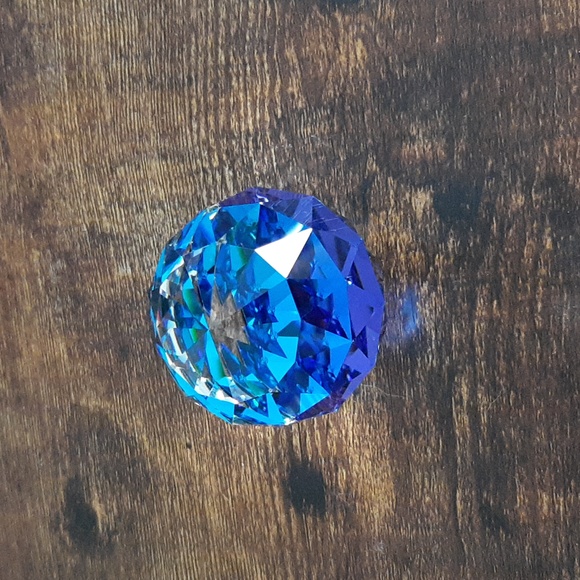 Swarovski Crystal Round Paperweight, Bermuda Blue, Vintage Decor - Picture 9 of 13